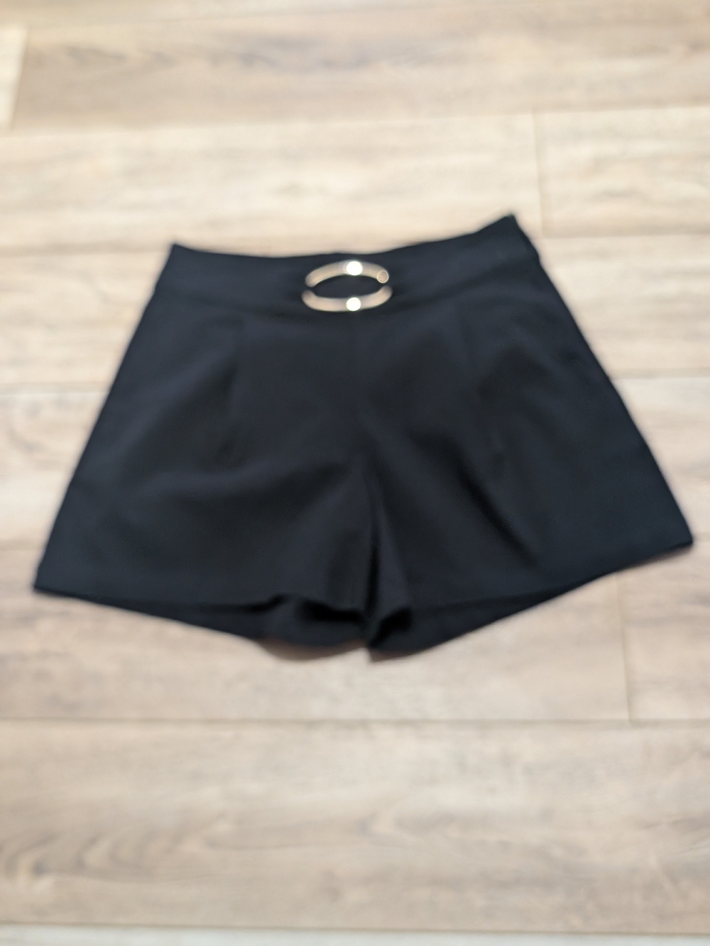 INC International Concepts Black High-Waist Shorts with Silver Ring